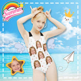 Custom Face Dots White Kid's Swimsuit