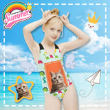 Custom Face Pocket Cat Kid's Swimsuit
