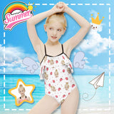 Custom Face Strawberry Kid's Strappy Swimsuit