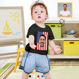 #2-8Y Custom Face American Flag Tee For Toddler Kids Kid's All Over Print T-shirt