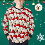 #7-16Y Custom Face Christmas Hat Kids' Rib Cuff Long Sleeve T-shirt
