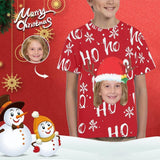 #6-15Y Custom Face Christmas Ho Red Kid's All Over Print T-shirt