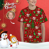 #6-15Y Custom Face Christmas Patterns Red Kid's All Over Print T-shirt