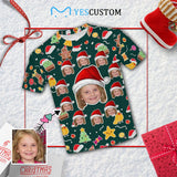 #6-15Y Custom Face Christmas Santa Hat Kid's All Over Print T-shirt
