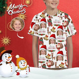 #6-15Y Custom Face Merry Christmas Deer Kid's All Over Print T-shirt