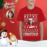 #6-15Y Custom Face Merry Christmas Kid's All Over Print T-shirt