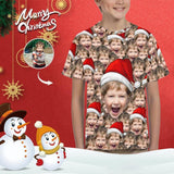 #6-15Y Custom Face Seamless Christmas Hat Cute Boy Kid's All Over Print T-shirt