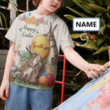 #6-15Y Custom Name Happy Easter Flowers Kid's All Over Print T-shirt