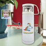 Custom Face Unicorn 350ml Stainless Steel Thermal Insulated Bottle Kids Drink Bottles Leak Proof Water Bottle(Only ship to the US)