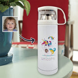 Custom Face Rainbow Unicorn Stainless Steel Thermal Insulated Bottle Kids Drink Bottles 350ml Leak Proof Children Water Bottle(Only ship to the US)