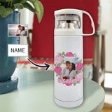 Custom Photo&Name Flowers Stainless Steel Thermal Insulated Bottle Drink Bottles 350ml Leak Proof Water Bottle (Only ship to the US)