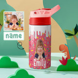 Custom Photo＆Name Personalised Cream Stainless Steel Kids Drink Bottles 500ml Water Bottle