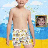 Custom Face Little Boys' Swimming Trunks Excavating Machinery Pattern Personalized Toddler Boy Swim Shorts Children Swimwear