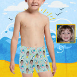 Custom Face Sharks Little Boys' Swimming Trunks Beach Shorts Personalized Toddler Boy Swim Shorts Children Swimwear