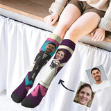 Custom Wedding Socks Bride and Groom Photo Personalized Knee High Socks