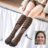 Personalized Socks Knee High Printed Picture Custom Big Face Socks Gifts for Men Women