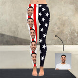 Custom Face Stars Stripes All-Over Low Rise Yoga Leggings Custom Printed Leggings