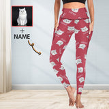 Custom Face&Name Red Leggings With Pockets
