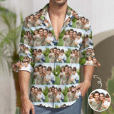 Custom Photo Warm Family Men's Long Sleeve Shirt Design Your Own Shirt Photo Shirt Birthday Gift for Husband or Boyfriend