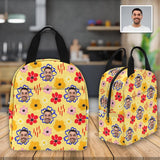 Personalized Lunch Box Custom Face Flowers Lunch Bag School Bag Backbag