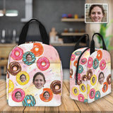 Personalized Lunch Box Custom Face&Name Donuts Lunch Bag School Bag Backbag