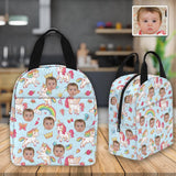 Personalized Lunch Box Custom Face Rainbow White Horse Lunch Bag School Bag Backbag