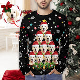 Custom Pet Face Dog Men's Full Print Long Sleeve T-Shirt with Snowflake Christmas Hat Create Your Own Personalized All Over Print T-shirt