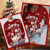 Custom Face Full Print Long Sleeve T-Shirt with Santa Claus Banknote Red Create Your Own Personalized Couple All Over Print T-shirt