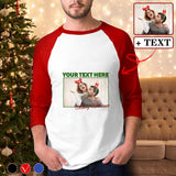 Custom Couple Face Three Quarter Sleeve T-Shirt Multiple Colors Men's Casual Basic Soft Sports Raglan Baseball Tee Shirts For Christmas