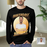 Custom Face Men's Full Print Long Sleeve T Shirt with Boyfriend Photo Put Your Image on All Over Print T-shirt Birthday Casual Gift