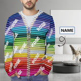 Custom Name Men's Full Print Long Sleeve T Shirt with Colored Pencil Design Your Own Personalized All Over Print T-shirt