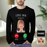 Custom Name&Photo Men's Incoming Call Full Print Long Sleeve All Over Print T-shirt Personalized Shirt for Him