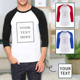 Custom Text Three Quarter Sleeve T-Shirt Multiple Colors Men's Casual Basic Soft Sports Raglan Baseball Tee Shirts