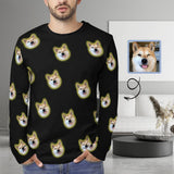 Personalized Shirts with Faces Cute Puppy Full Print Men's Long Sleeve All Over Print T-shirt Made for Husband or Boyfriend