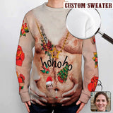 Custom Face Round Neck Sweater Men's Custom Ugly Christmas Sweater Funny Long Sleeve Lightweight Sweater Tops Personalized Ugly Sweater With Face