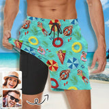 Custom Couple Faces Swimming Ring Men's Quick Dry 2 in 1 Surfing & Beach Shorts Male Gym Fitness Shorts