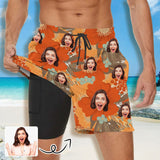 Custom Face Flowers Men's Quick Dry 2 in 1 Surfing & Beach Shorts Male Gym Fitness Shorts