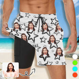 Custom Face Multiple Colors Star Men's Quick Dry 2 in 1 Surfing & Beach Shorts Male Gym Fitness Shorts
