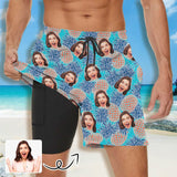 Custom Face Pineapple Men's Quick Dry 2 in 1 Surfing & Beach Shorts Male Gym Fitness Shorts