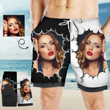 Custom Girlfriend Face Men's Quick Dry 2 in 1 Surfing & Hole Beach Shorts Gym Fitness Shorts