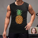 Custom Face Pineapple Sleeveless 100% Cotton T-Shirt Personalized Men's All Over Print Tank Top