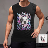 Custom Pet Face Sleeveless 100% Cotton T-Shirt Personalized Men's All Over Print Tank Top
