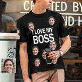 [Hot Sale] Custom Face I Love My Boss Design Your Own Tshirt with Photo Printed Casual T-shirt Funny Picture Tee Shirt