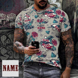 Slim Fit Cotton T-Shirt-Custom Name Rose Pure Cotton Slim Fit T-Shirt Personalized Men's All Over Print Short Sleeve T-Shirt