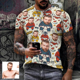 Slim Fit Cotton T-Shirt-Custom Face Cartoon Body Pure Cotton Slim Fit T-Shirt Personalized Men's All Over Print Short Sleeve T-Shirt