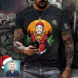 Custom Face Evil Demon Christmas Pure Cotton T-Shirt Personalized Men's All Over Print Short Sleeve T-Shirt
