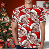 Custom Face Christmas Shirts Seamless Head Men's All Over Print T-shirt Design Face Tee for Boyfriend