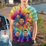 Custom Face Colorful Tee Tie-dye Personalized Men's All Over Print T-shirts with Photo