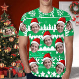 Custom Face Green Shirts Put Your Face on Men's All Over Print T-shirt Christmas Gift