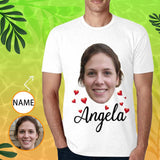 Custom Face&Name Tee Shirt Love Heart Printec Personalized Men's All Over Print T-shirt for Valentine's Day Gift